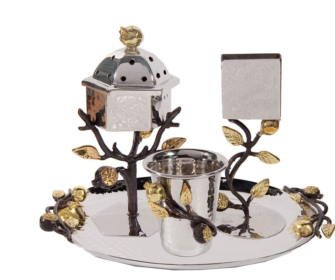 Emanuel Hammered Havdalah Set- Pomegranate Branches