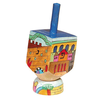 Emanuel Painted Small Dreidel With Stand