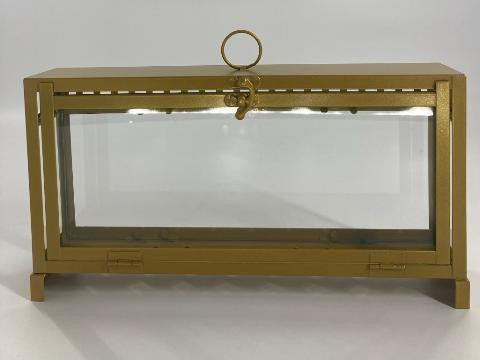 Glass Menorah House-Gold-12.5"W x 7"H x 2.5"