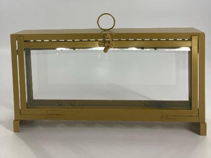 Glass Menorah House-Gold-12.5"W x 7"H x 2.5"