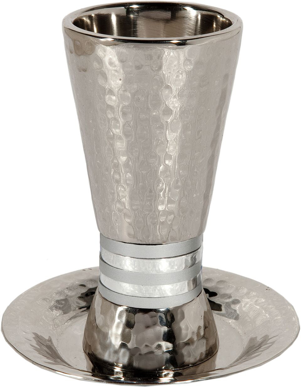 Emanuel Hammered Kiddush Cup Cone Shape - Silver Rings