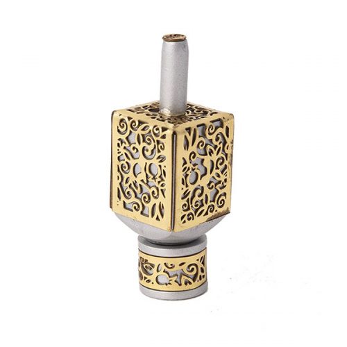 Emanuel Medium Anodized Aluminum Dreidel with Metal Cutout