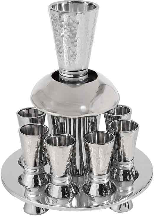 Emanuel Hammered Kiddush Fountain Cone Shape - Silver Rings